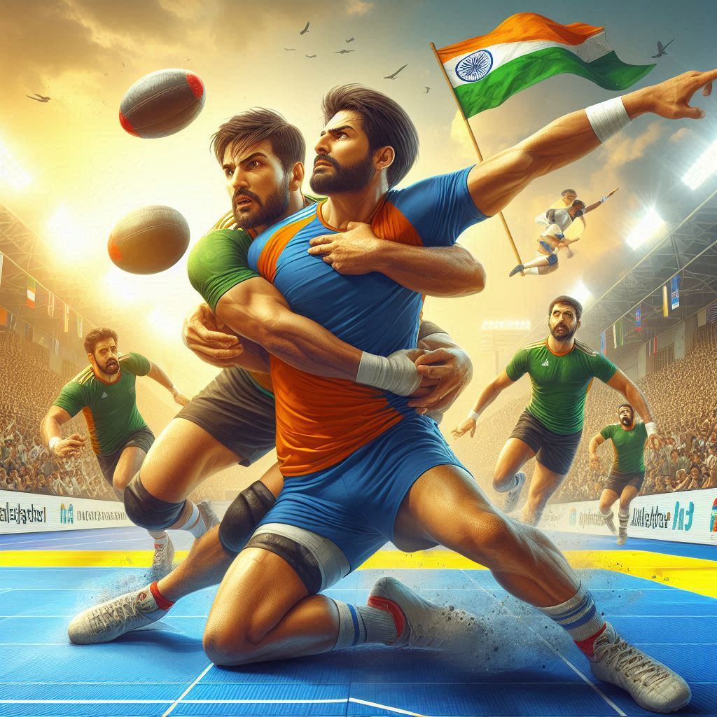 Athletes playing kabaddi